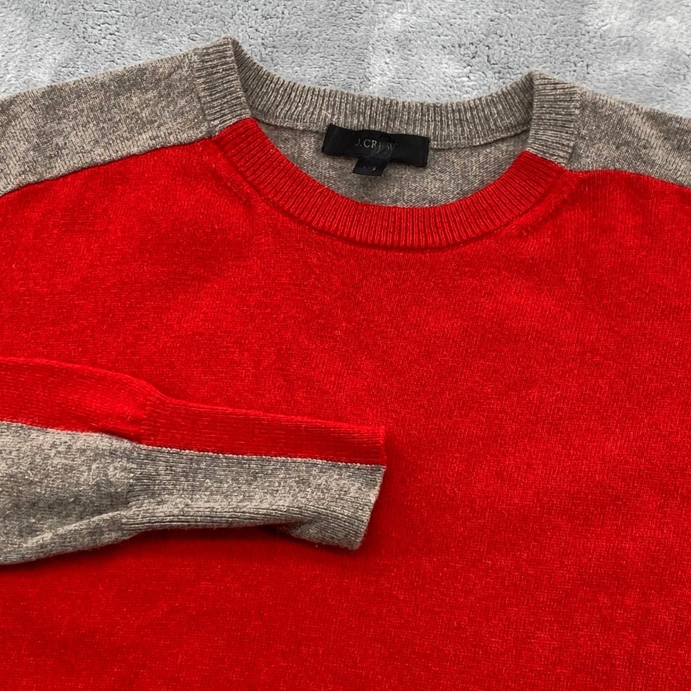 J.Crew Womens Red Oatmeal Wool Blend Colorblock High Low Tunic Sweater XXS B6522